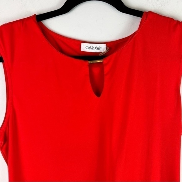 Calvin Klein Red Sleeveless Peep Hole Top womens size S/M - Picture 2 of 6